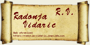 Radonja Vidarić vizit kartica